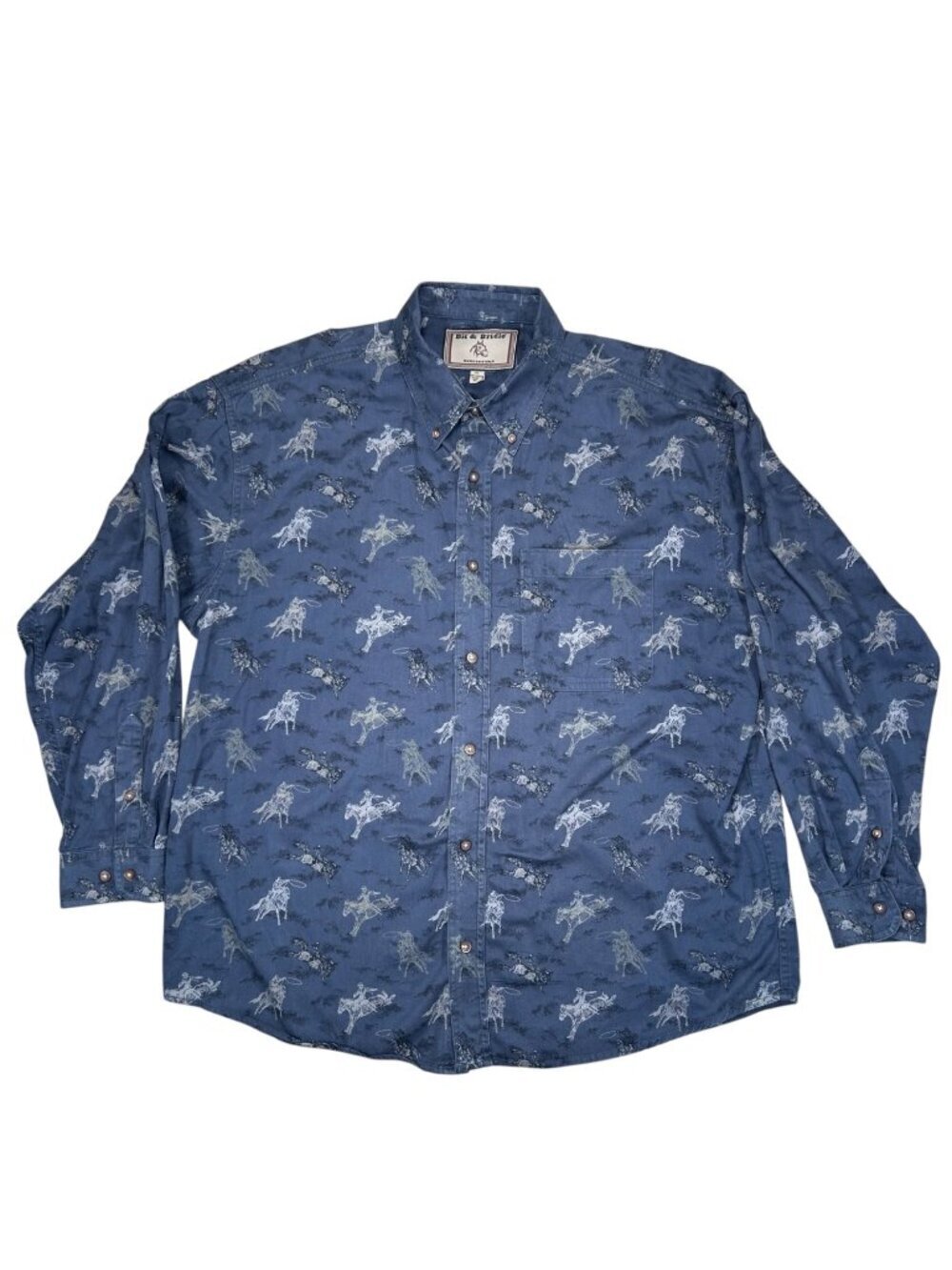 Bit & Bridle XL Men Equestrian Horse Long Sleeve Shirt Western Casual
